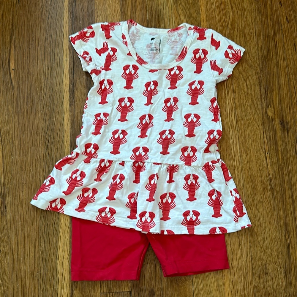 COPY - Monica and Andy red and white lobster shirt with matching red short size…